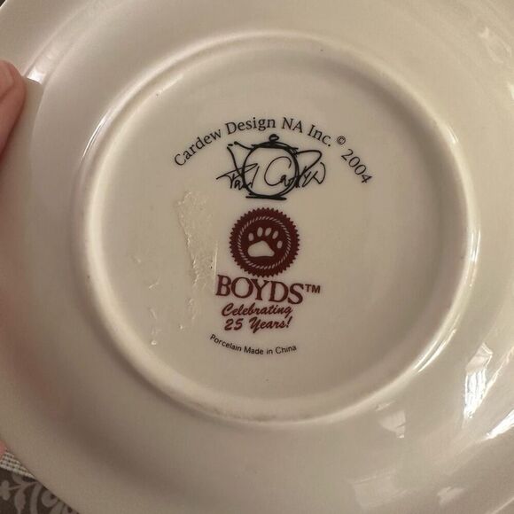 Paul Cardew Design 2004 Boyds Bears 4pc Cup & 4pc Saucer 25yrs anniv Vintage - Picture 8 of 9